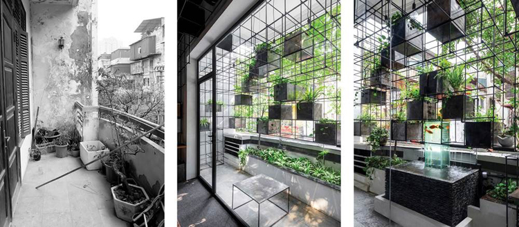 Không chỉ trồng rau và nuôi cá, Ban công Sinh thái còn chặn bớt bụi và tiếng ồn. Ảnh: Farming Architects.